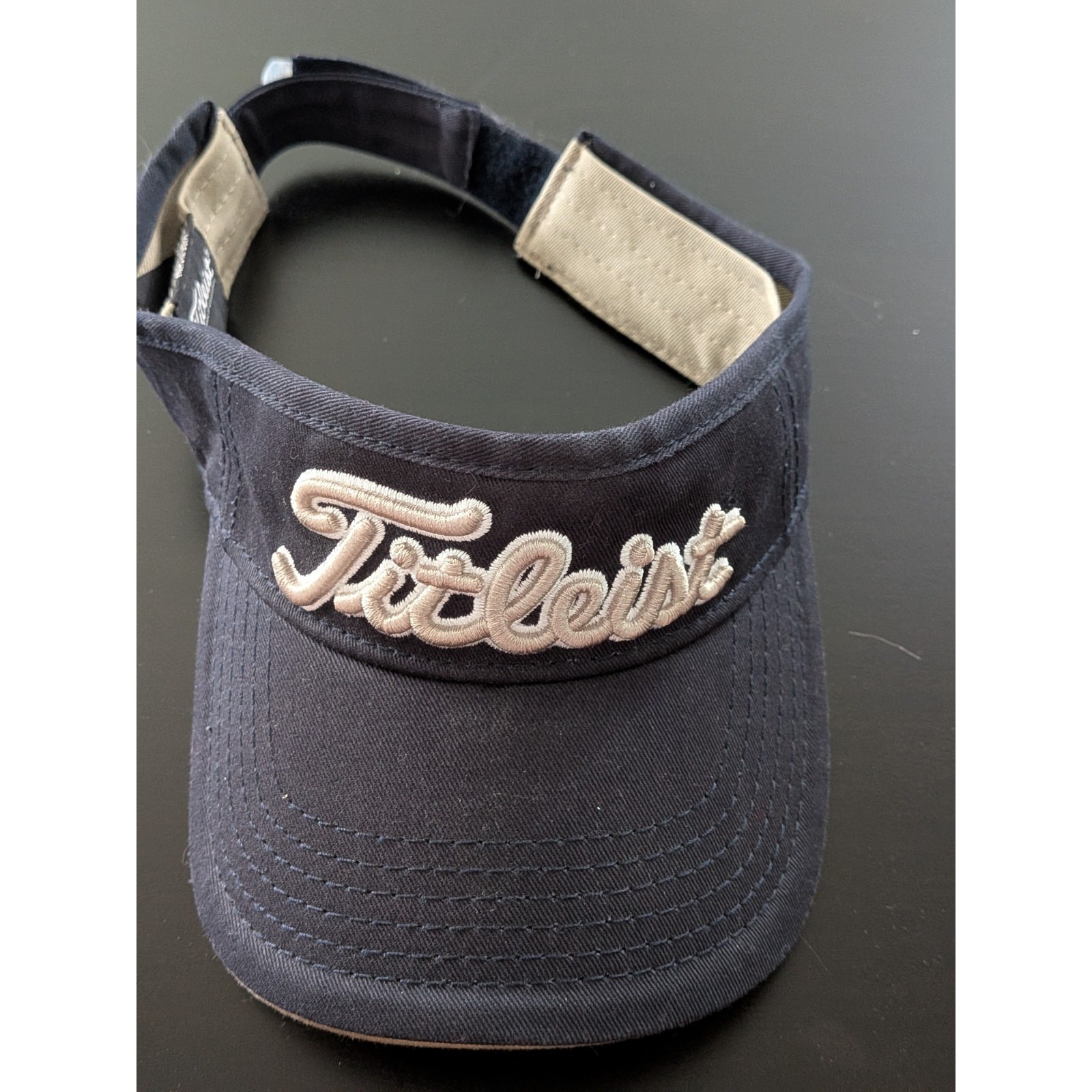 Titleist Pro V1 Golf Visor Hat Strapback Osfm Navy Blue Beige